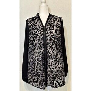 NWT Lane Bryant Size 18-20(1X ) Animal Print Black Velvet Burnout Jacket Boho